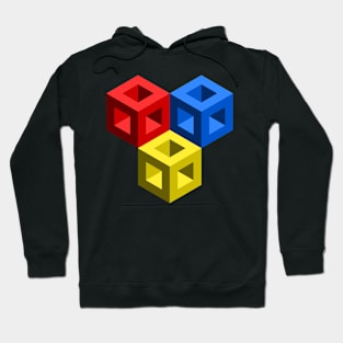 Primary Colors Optical Illusion Cubes Hoodie